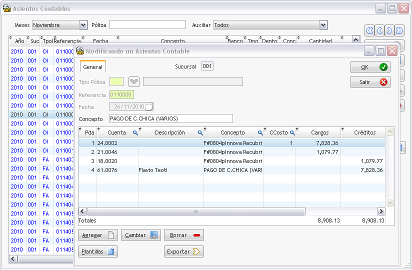 Modificando Asiento Contable