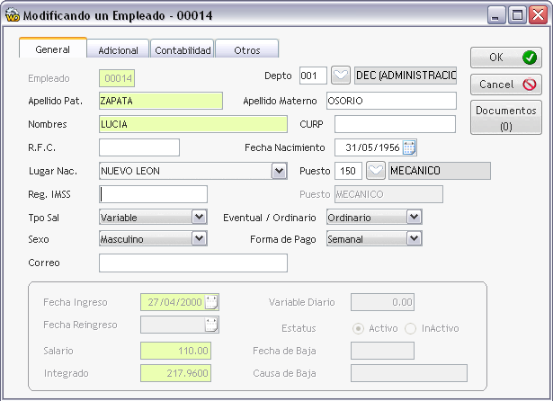 Modificando Empleados